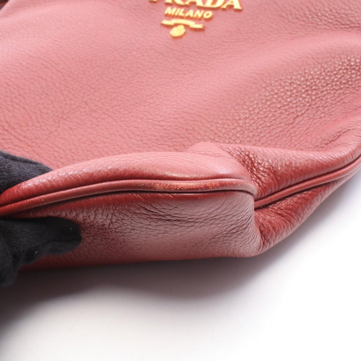Prada Shoulder Bag Vitello Daino Bordeaux Leather — view 7