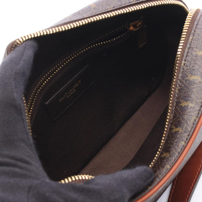 Saint Laurent Paris Shoulder Bag Monogram Dark Brown Canvas Leather — view 3