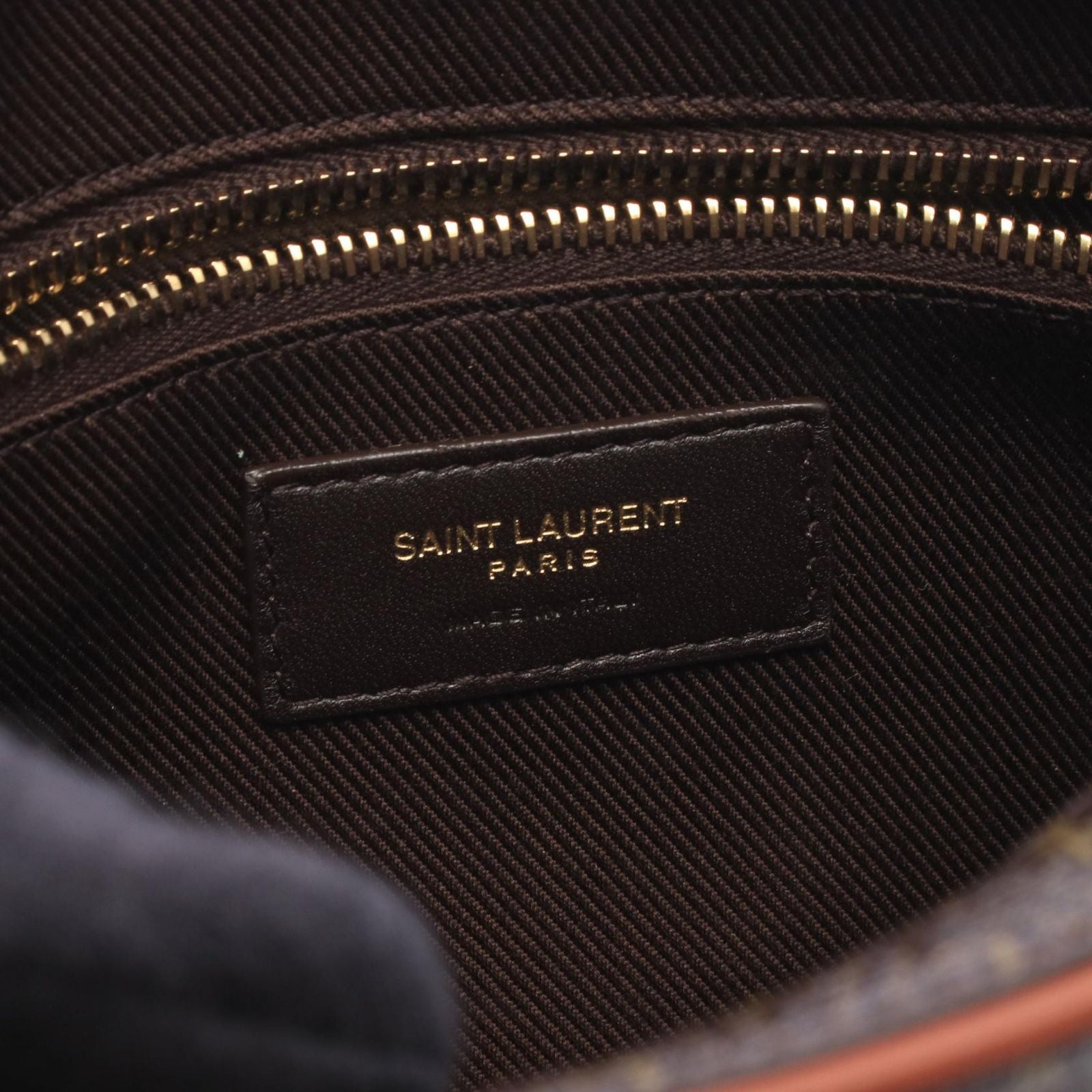 Saint Laurent Paris Shoulder Bag Monogram Dark Brown Canvas Leather — view 4