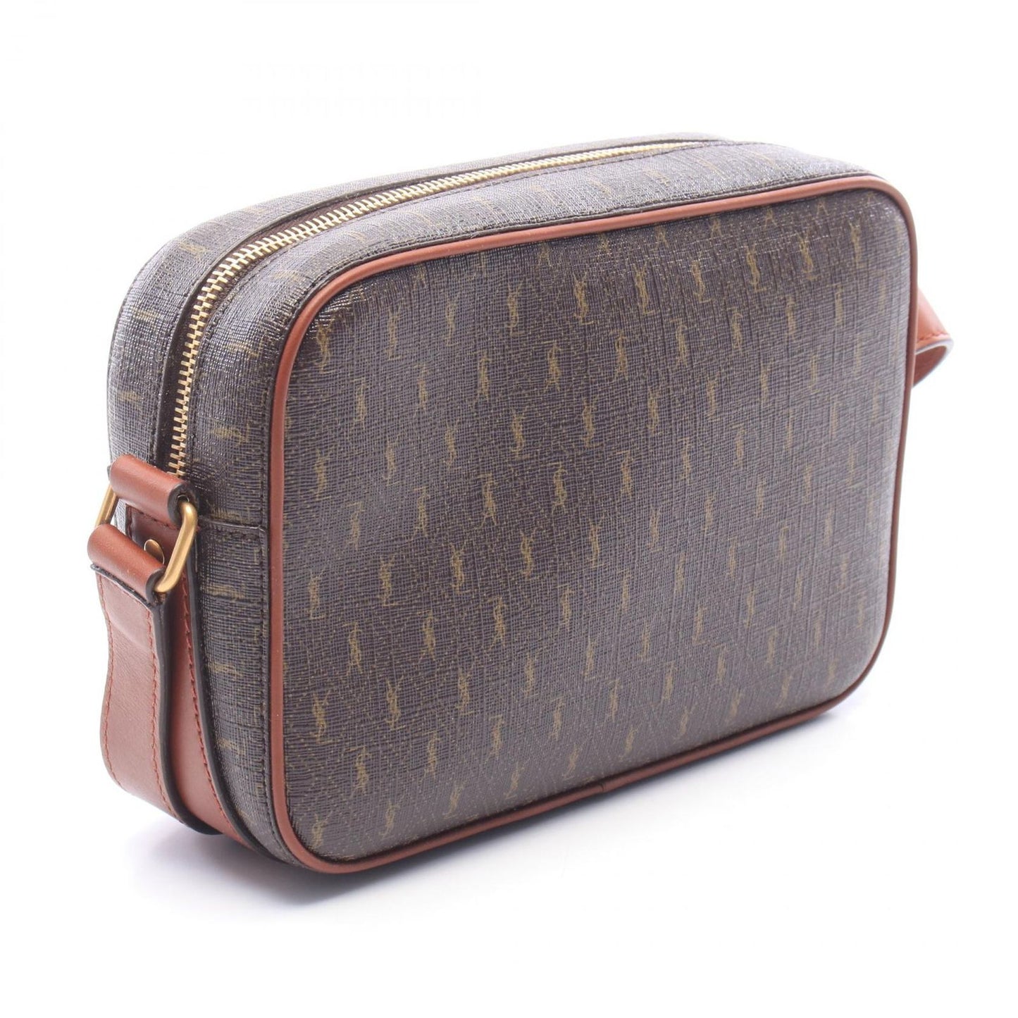 Saint Laurent Paris Shoulder Bag Monogram Dark Brown Canvas Leather — view 2