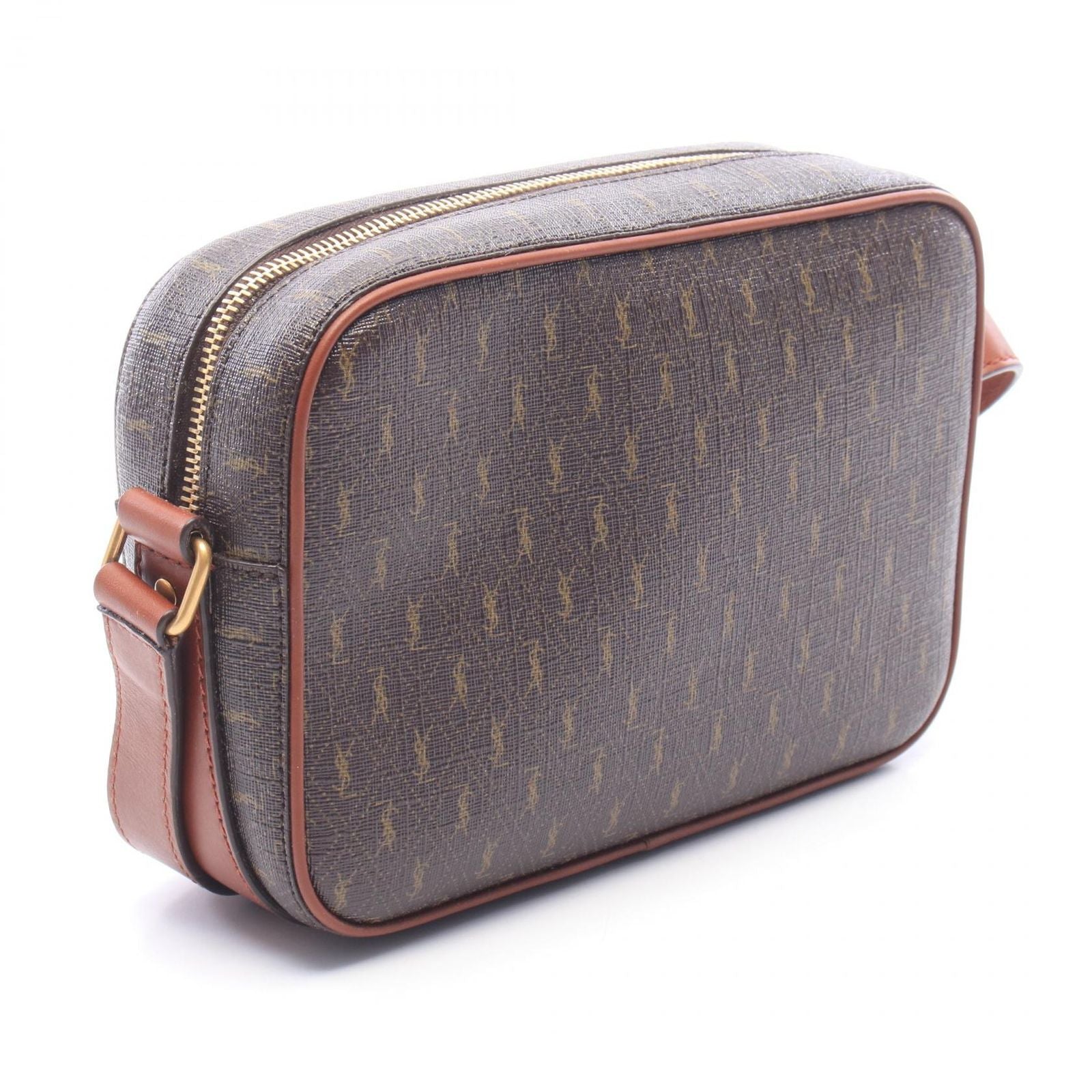Saint Laurent Paris Shoulder Bag Monogram Dark Brown Canvas Leather — view 2