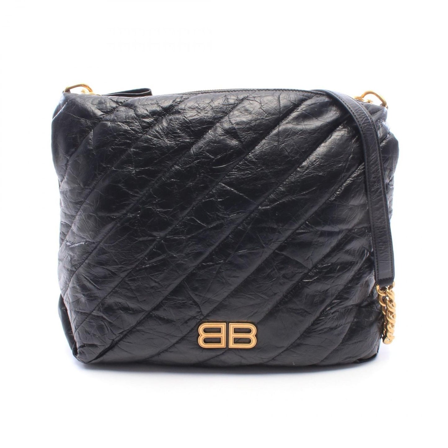 Balenciaga Shoulder Bag Crush Hobo Black Leather