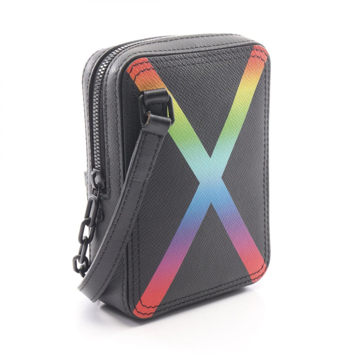 Louis Vuitton Shoulder Bag Danube Messenger Taiga Noir Rainbow Leather — view 2