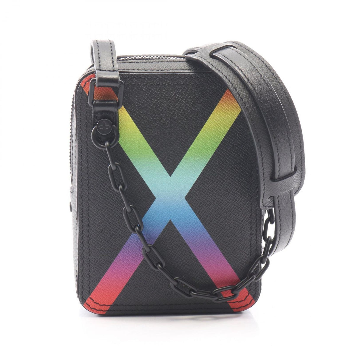 Louis Vuitton Shoulder Bag Danube Messenger Taiga Noir Rainbow Leather
