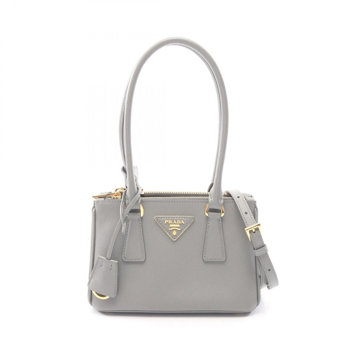 Prada Handbag Galleria Gray Saffiano Leather 2-Way Tote Mini