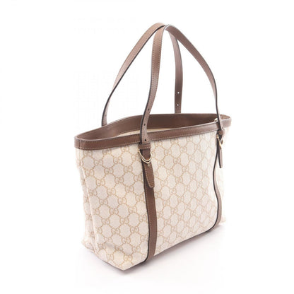 Gucci Handbag GG Supreme Ivory Brown Canvas Leather Tote — view 2