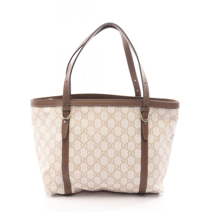 Gucci Handbag GG Supreme Ivory Brown Canvas Leather Tote