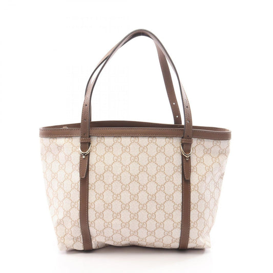Gucci Handbag GG Supreme Ivory Brown Canvas Leather Tote