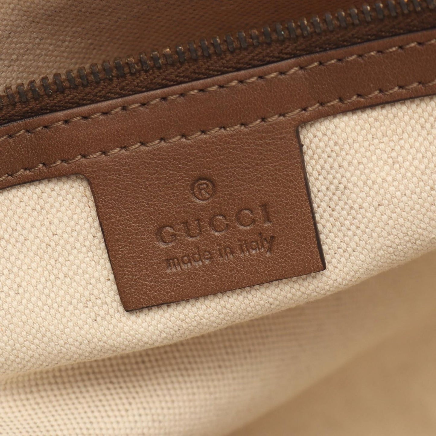 Gucci Handbag GG Supreme Ivory Brown Canvas Leather Tote — view 4