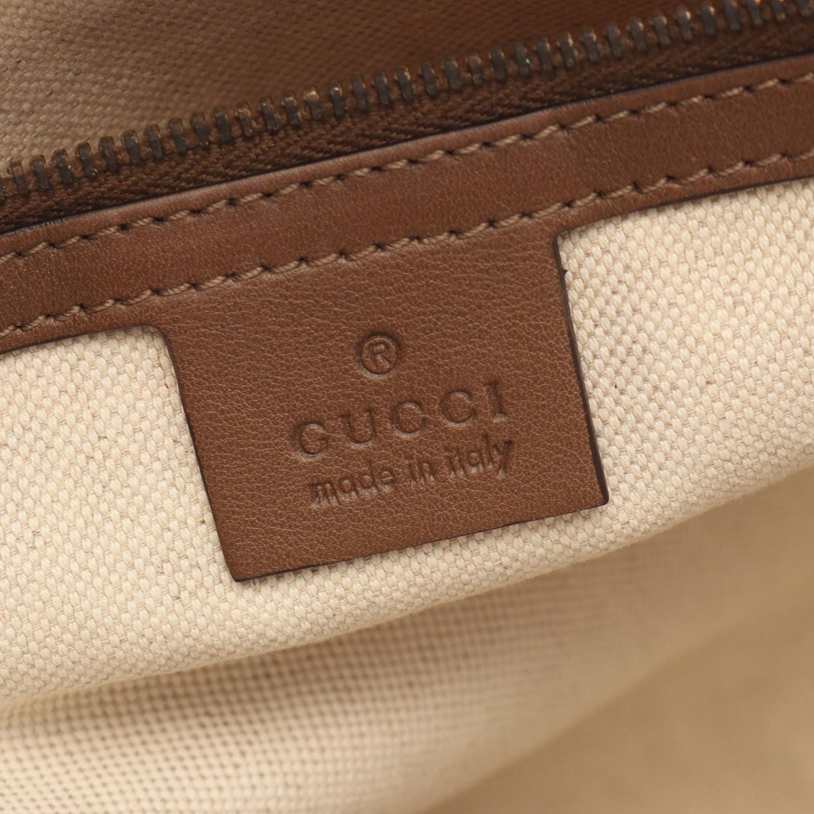 Gucci Handbag GG Supreme Ivory Brown Canvas Leather Tote — view 4