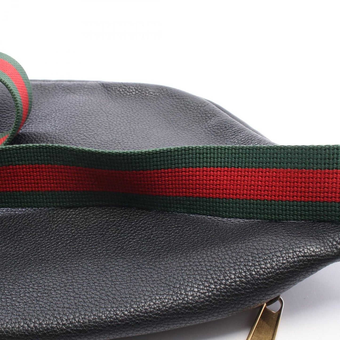 Gucci Waist Bag Vintage Logo Webbing Line Black Green Red Leather Print — view 6