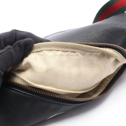 Gucci Waist Bag Vintage Logo Webbing Line Black Green Red Leather Print — view 5