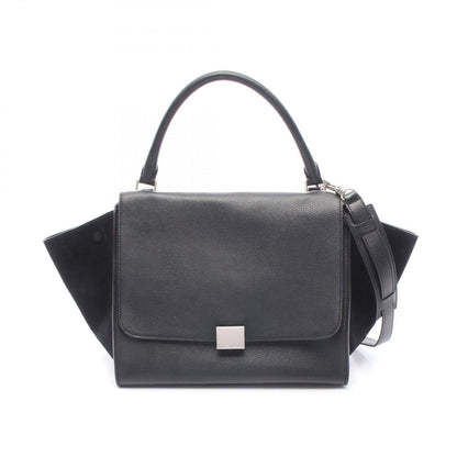 Celine Handbag Trapeze Black Leather Suede