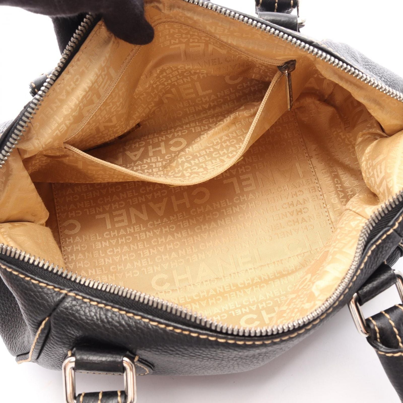 Chanel Handbag Logo Fringe Black Leather — view 3