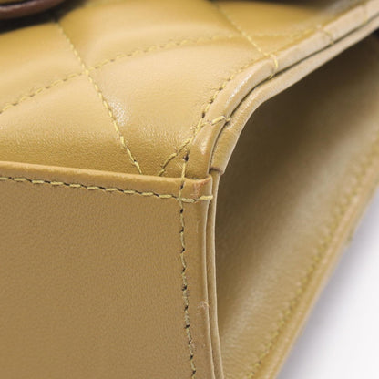 Chanel Shoulder Bag Mini Quilted Chain Clutch Khaki Leather — view 8