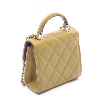 Chanel Shoulder Bag Mini Quilted Chain Clutch Khaki Leather — view 2