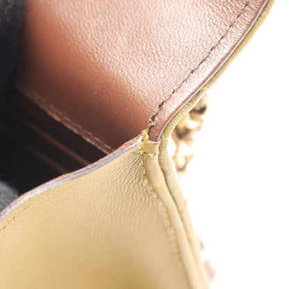 Chanel Shoulder Bag Mini Quilted Chain Clutch Khaki Leather — view 6