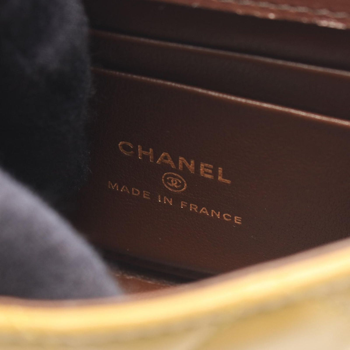 Chanel Shoulder Bag Mini Quilted Chain Clutch Khaki Leather — view 4
