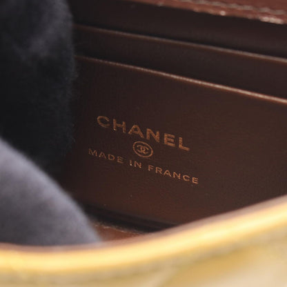 Chanel Shoulder Bag Mini Quilted Chain Clutch Khaki Leather — view 4