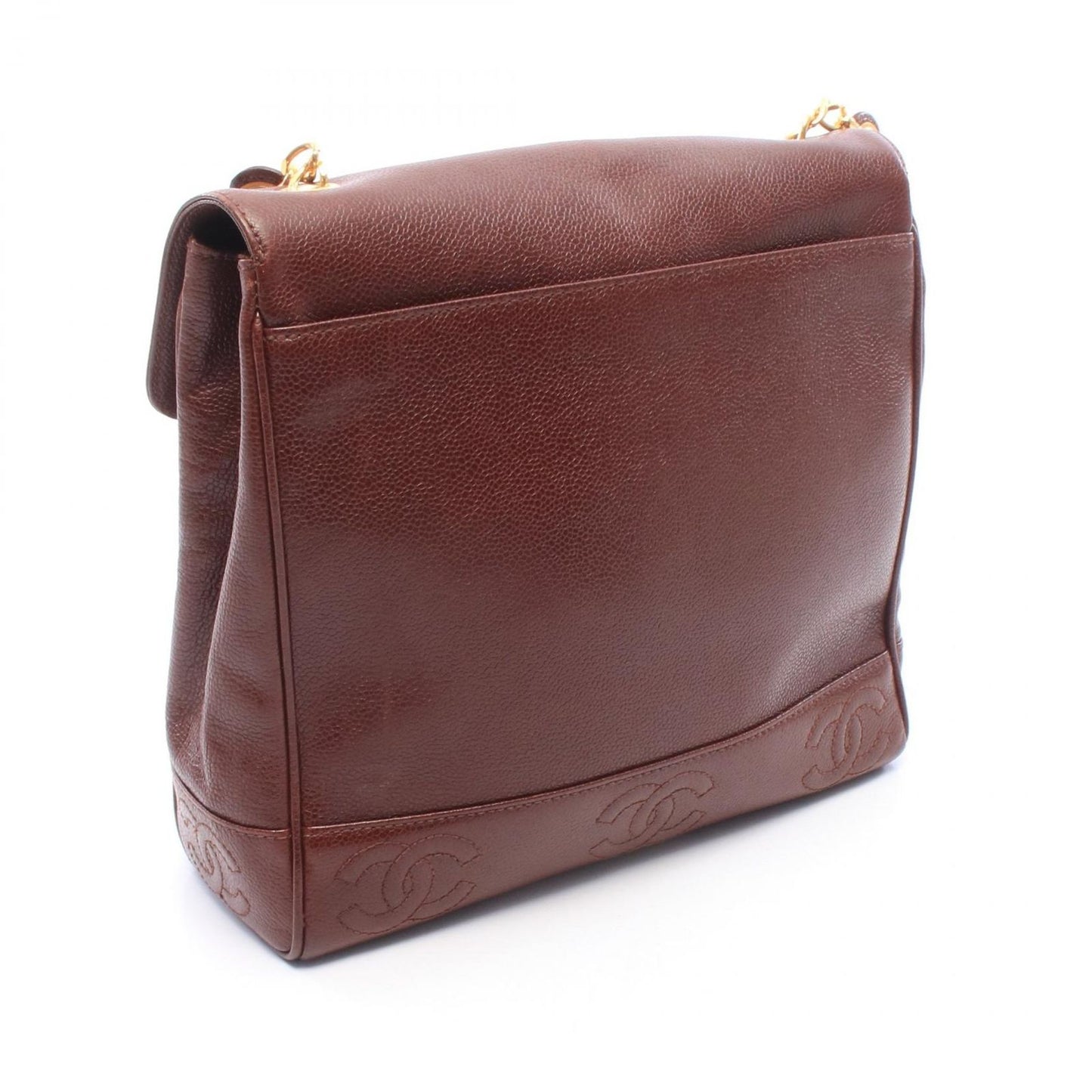 Chanel Shoulder Bag Triple CC Logo Brown Caviar Leather Coco — view 2