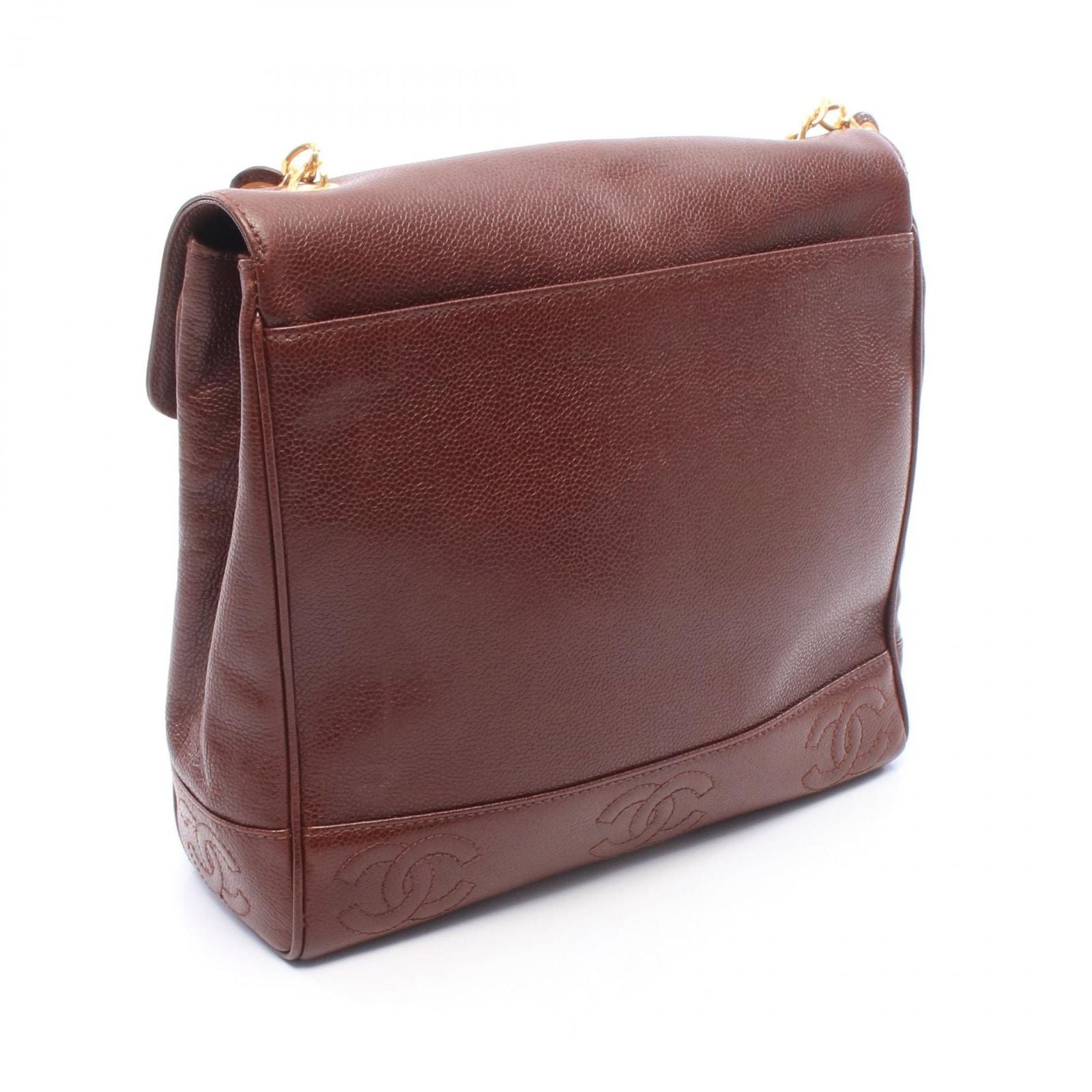 Chanel Shoulder Bag Triple CC Logo Brown Caviar Leather Coco — view 2