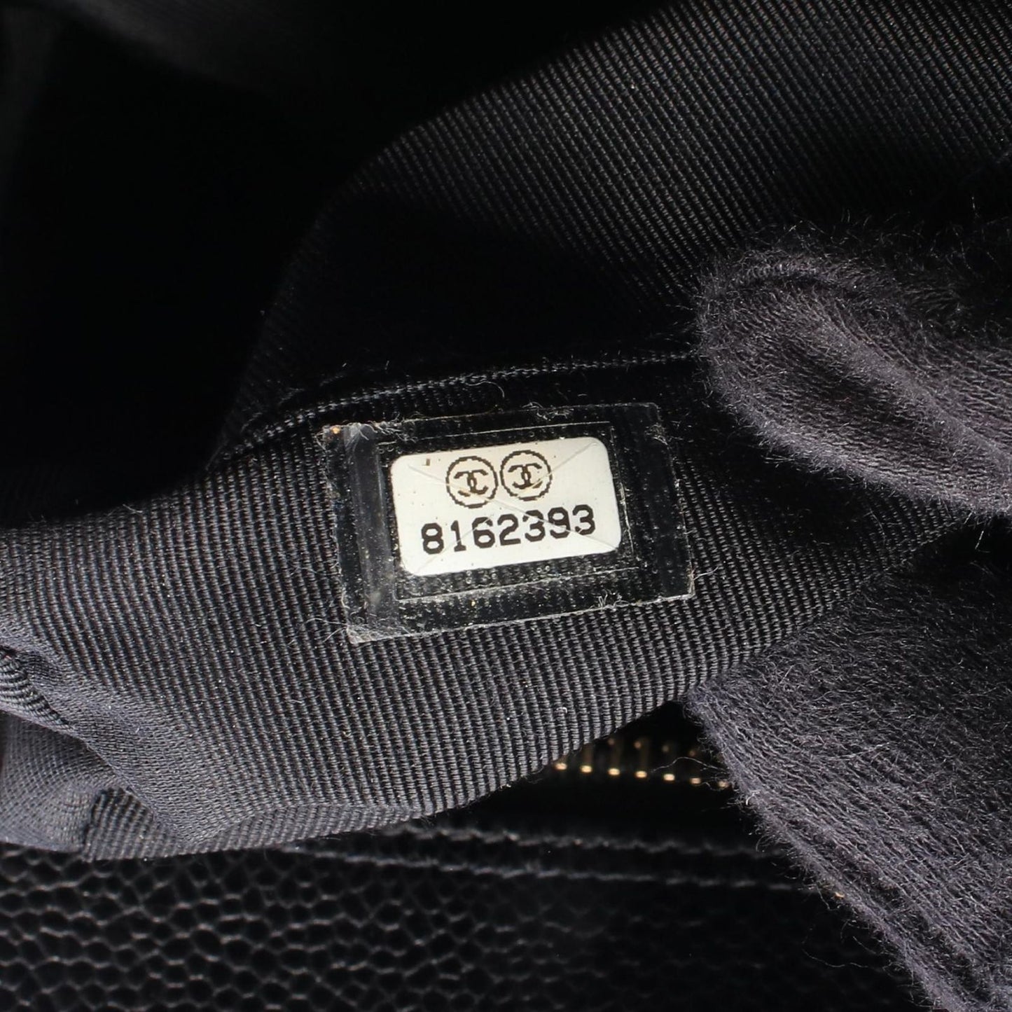 Chanel Quilted CC Logo Black Caviar Leather CC Boston Bag — view 5