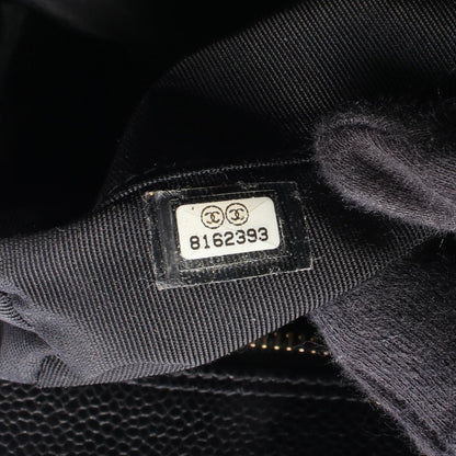 Chanel Quilted CC Logo Black Caviar Leather CC Boston Bag — view 5