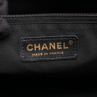 Chanel Quilted CC Logo Black Caviar Leather CC Boston Bag — view 4