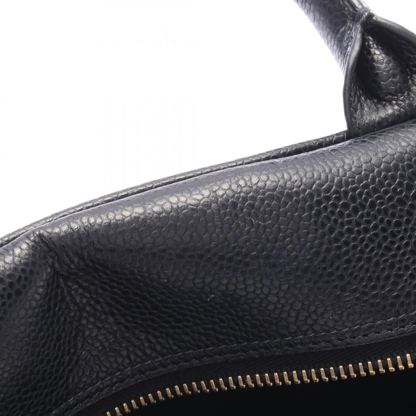 Chanel Quilted CC Logo Black Caviar Leather CC Boston Bag — view 8