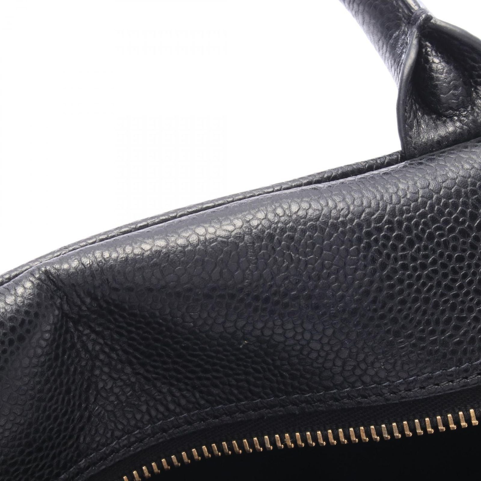 Chanel Quilted CC Logo Black Caviar Leather CC Boston Bag — view 8