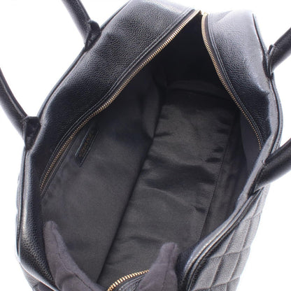 Chanel Quilted CC Logo Black Caviar Leather CC Boston Bag — view 3