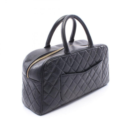 Chanel Quilted CC Logo Black Caviar Leather CC Boston Bag — view 2