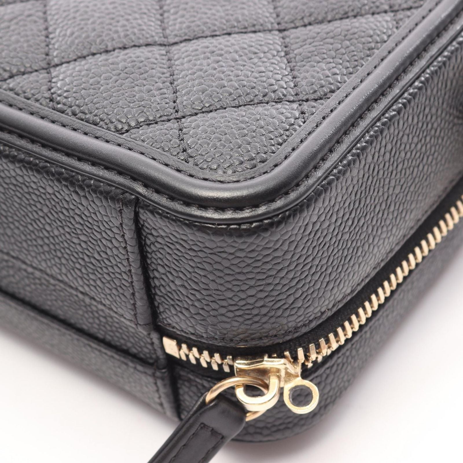 Chanel Shoulder Bag CC Figry Small Vanity Black Caviar Leather CC Quilted Chain — view 8
