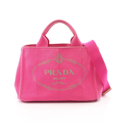 Prada Tote Bag Canapa Mini 2-Way Pink Gray Canvas