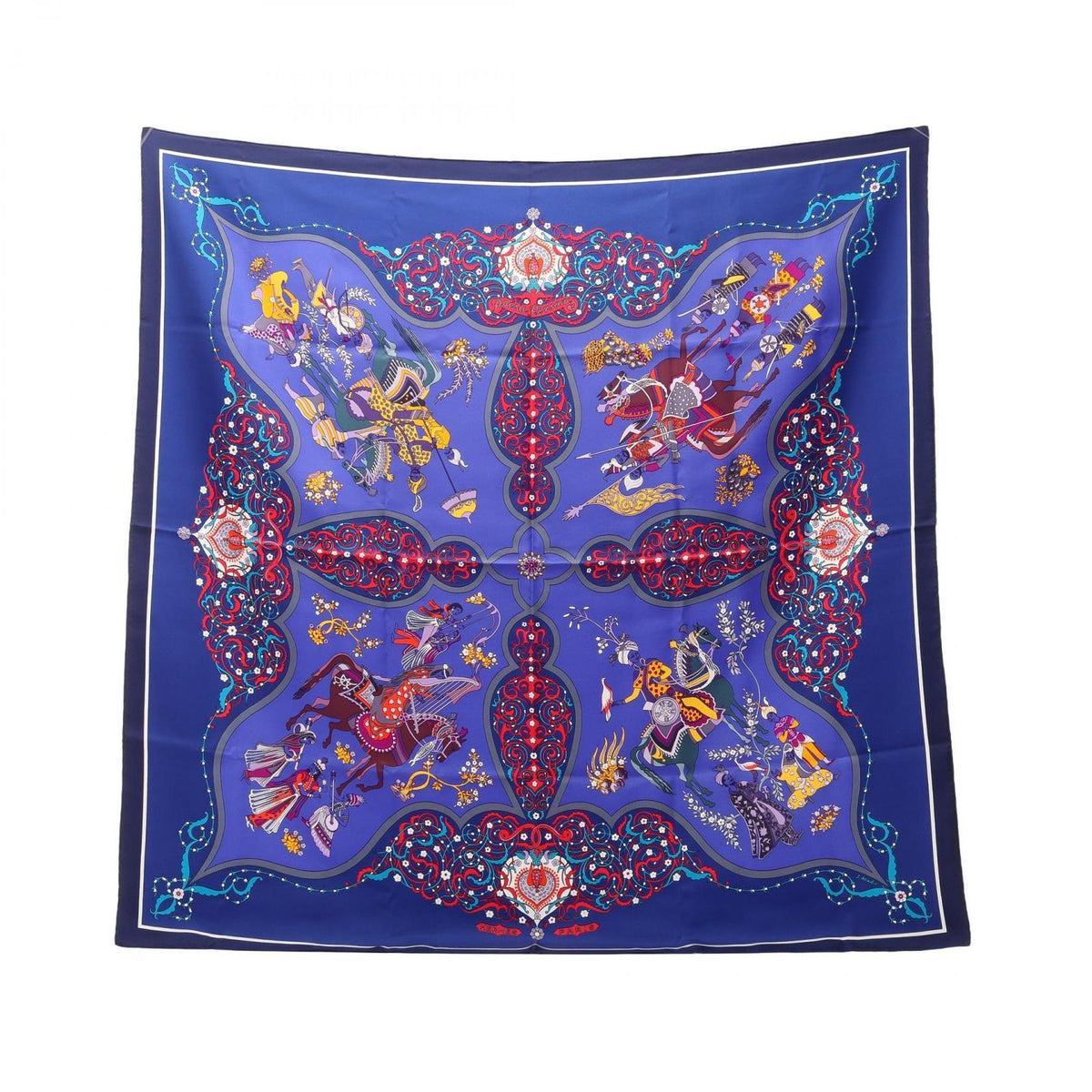 Hermes Scarf Carre 90 Poesie Persane Blue Silk