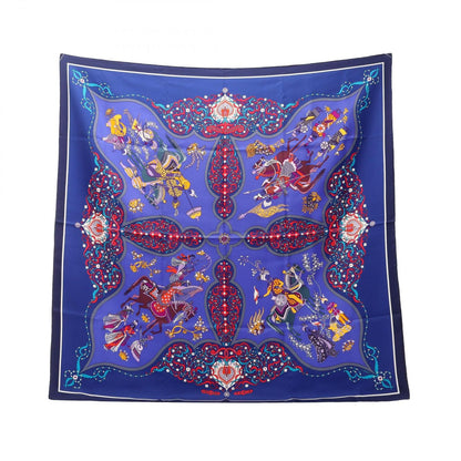 Hermes Scarf Carre 90 Poesie Persane Blue Silk