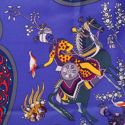 Hermes Scarf Carre 90 Poesie Persane Blue Silk — view 6