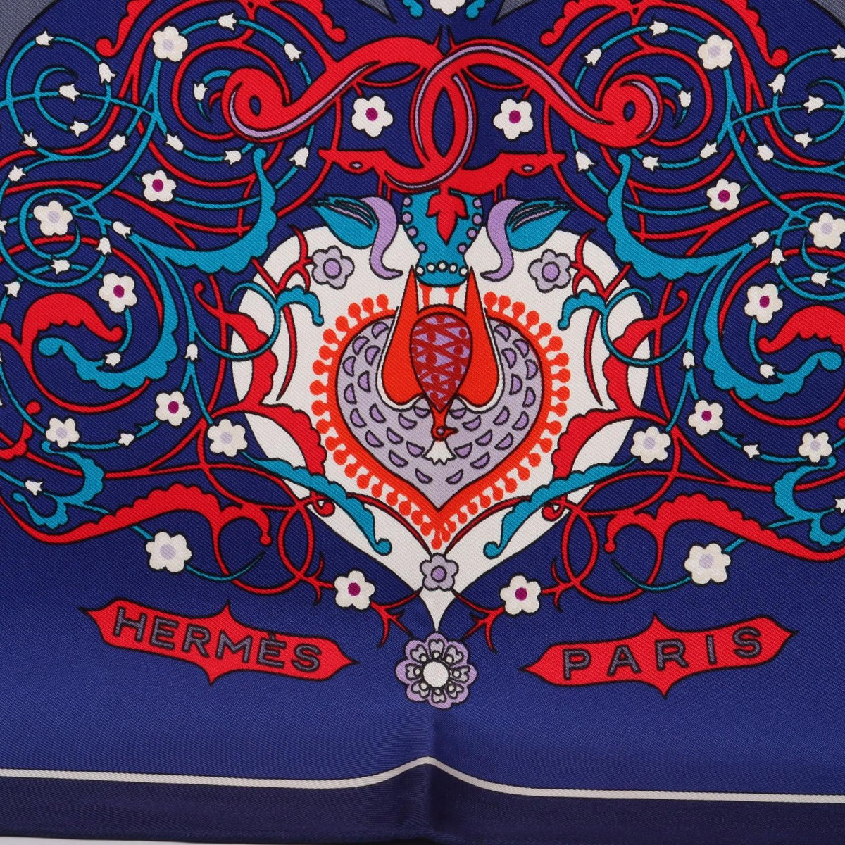 Hermes Scarf Carre 90 Poesie Persane Blue Silk — view 5