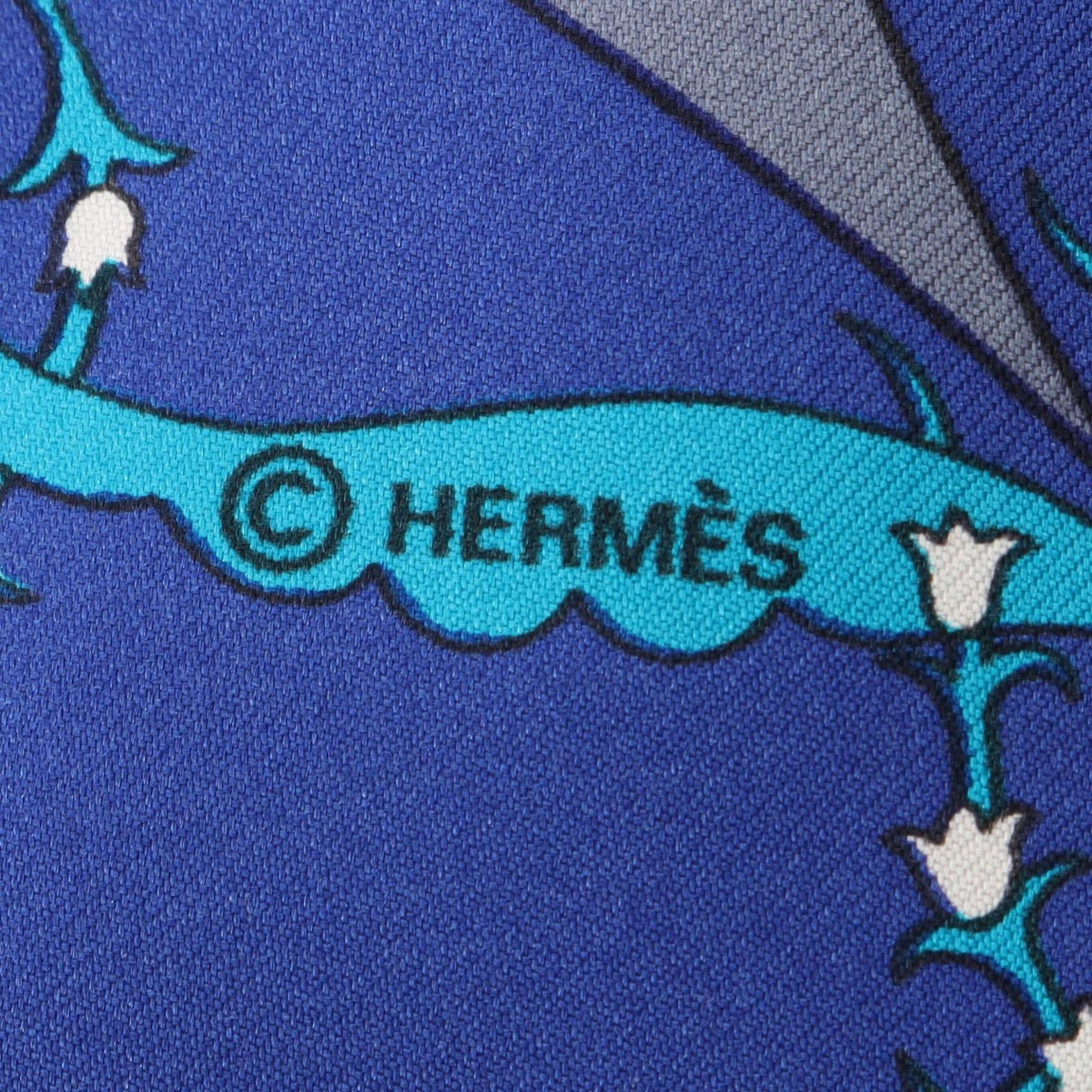 Hermes Scarf Carre 90 Poesie Persane Blue Silk — view 2