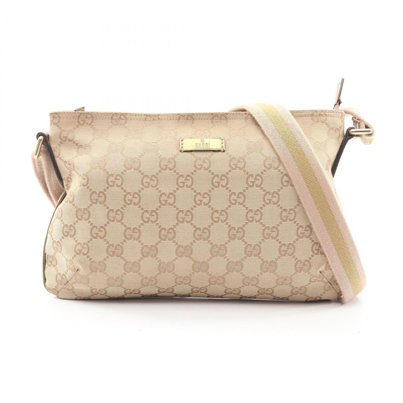 Gucci Shoulder Bag GG Canvas Beige Pink Gold
