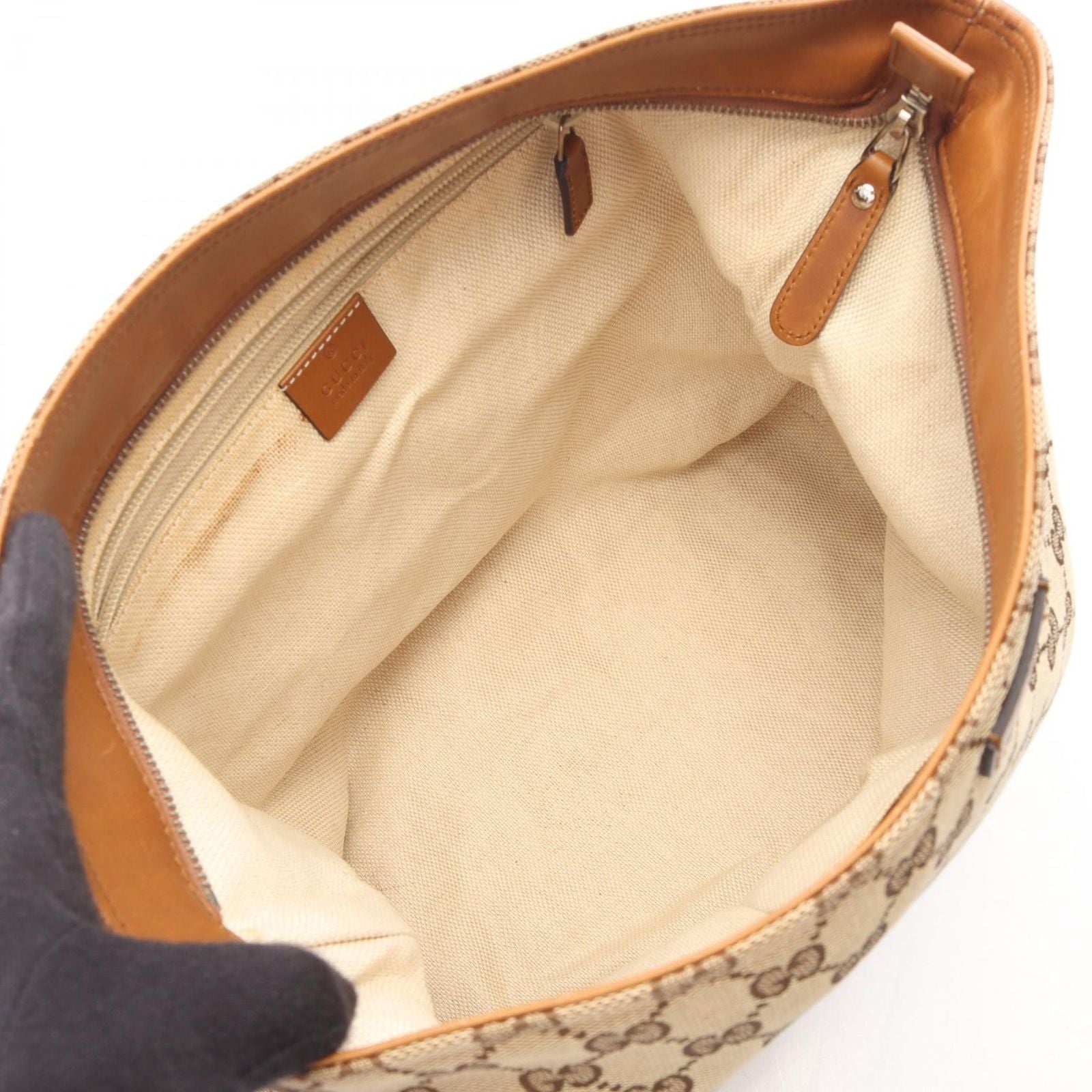 Gucci Shoulder Bag Canvas Sherry Line Beige Brown Green — view 3