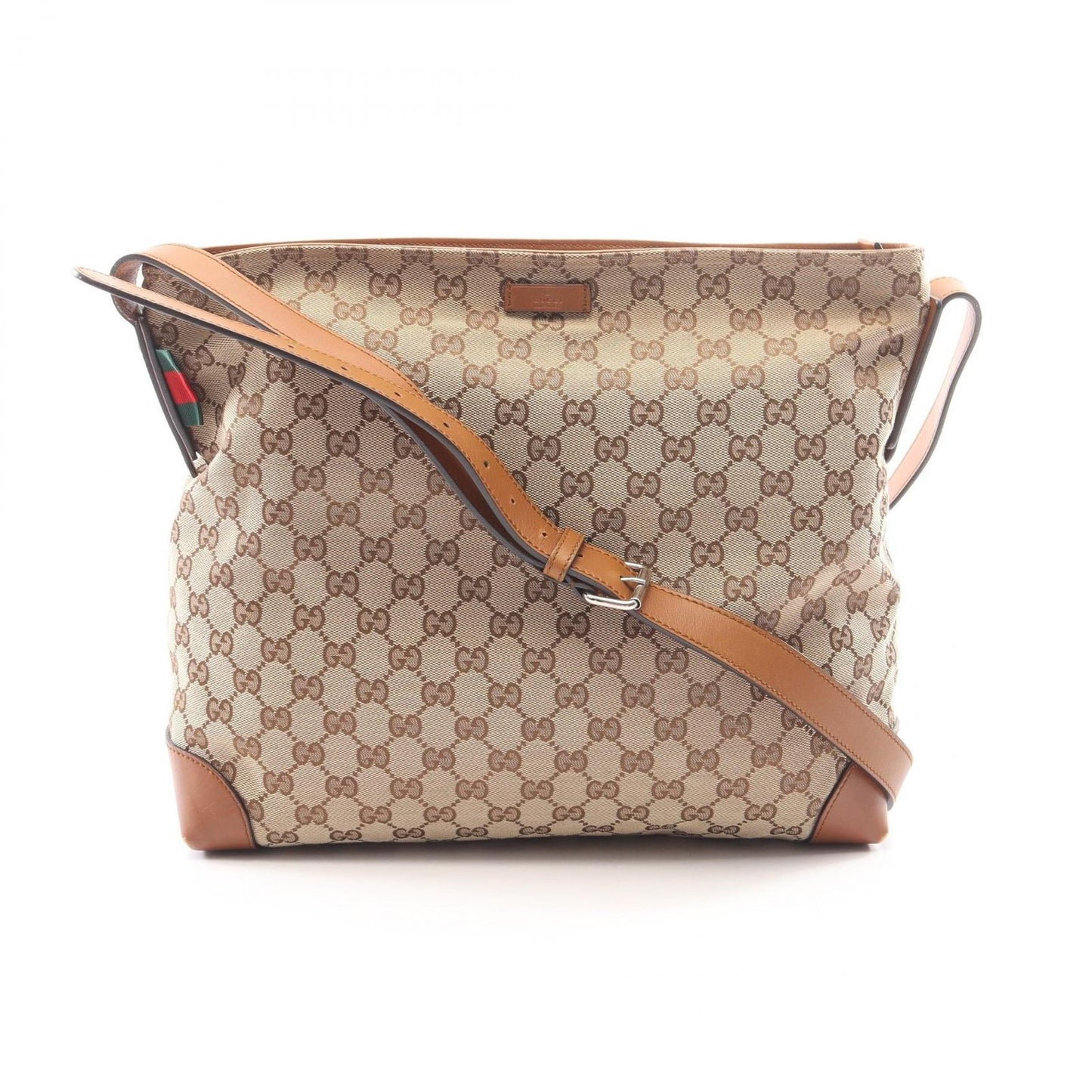 Gucci Shoulder Bag Canvas Sherry Line Beige Brown Green
