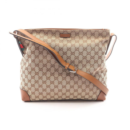 Gucci Shoulder Bag Canvas Sherry Line Beige Brown Green