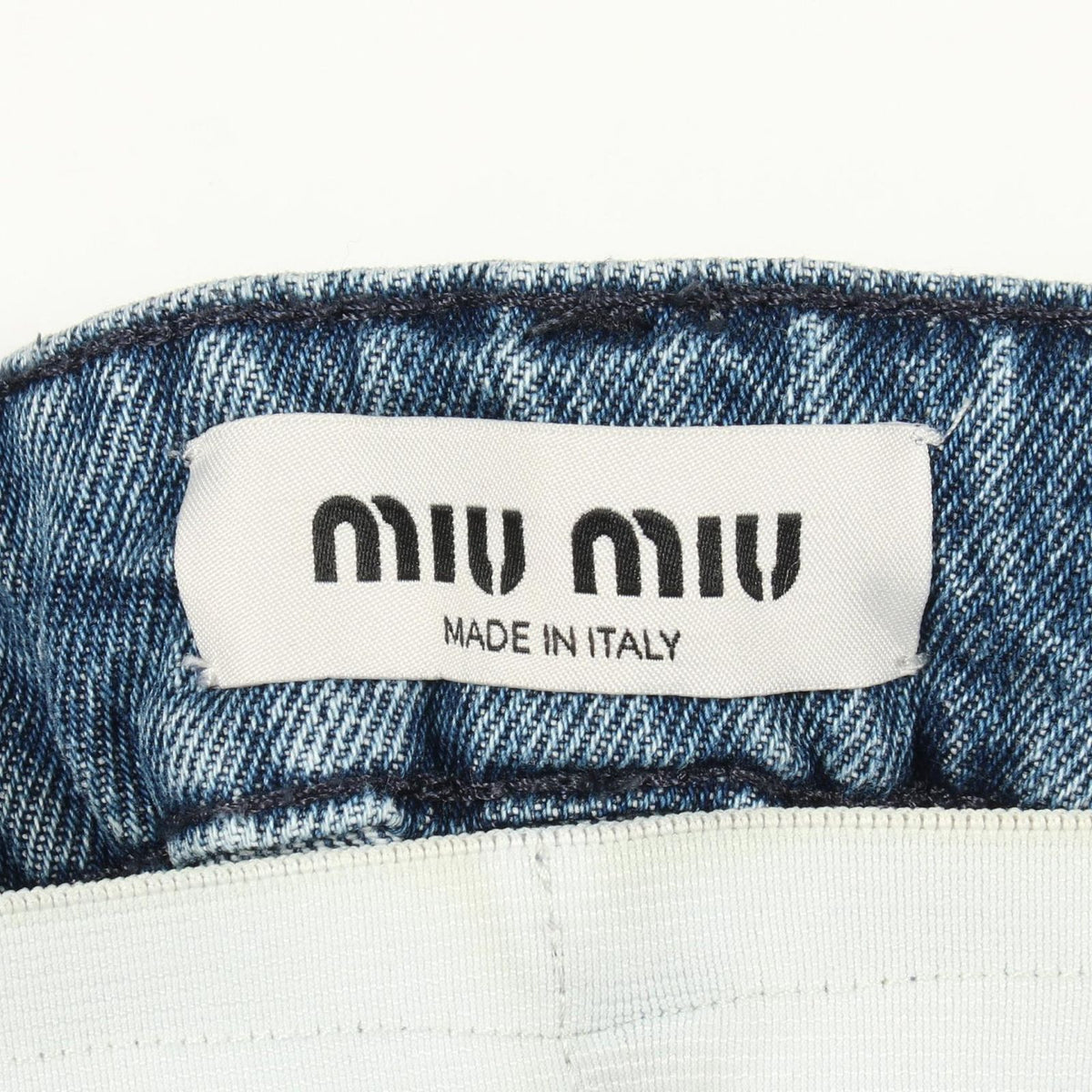 Miu Miu Denim Pants Logo All Over Pattern Cotton Shorts — view 3
