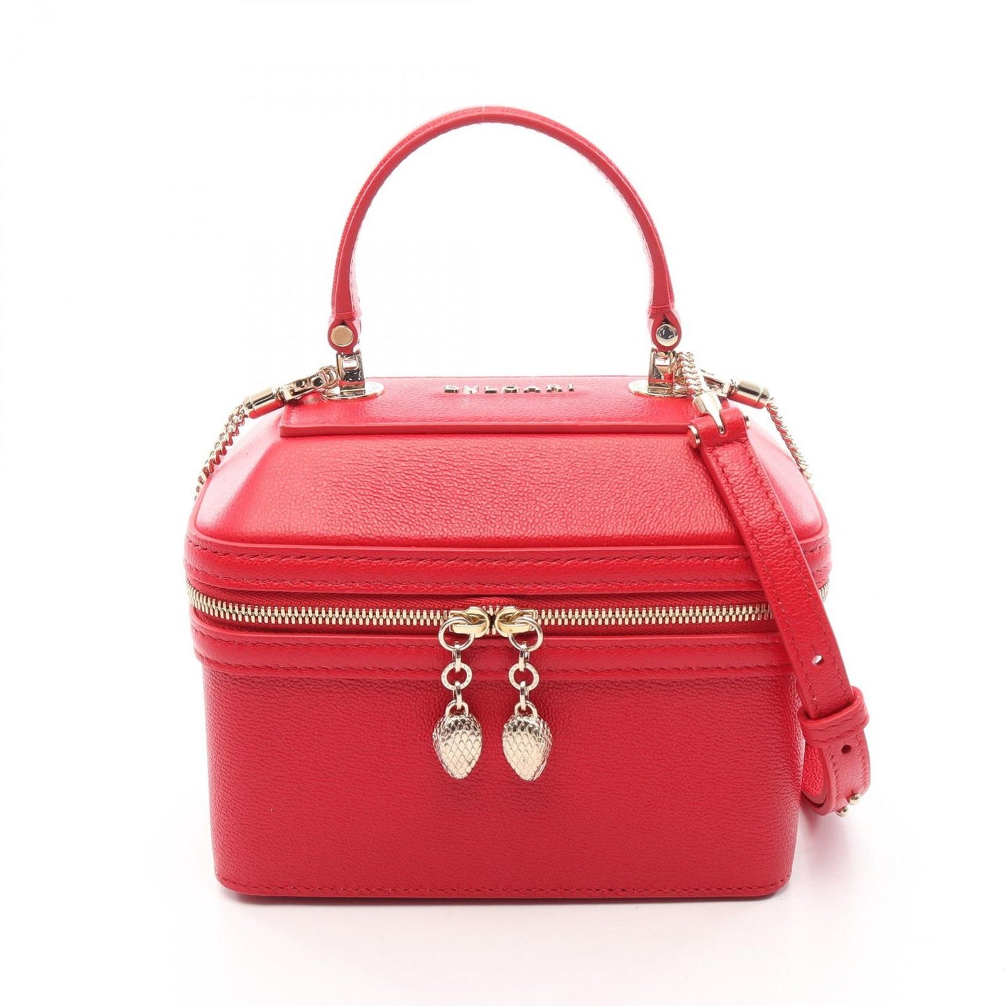 Bvlgari Handbag Serpenti Box 2-Way Red Leather Forever