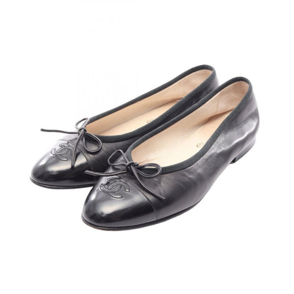 Chanel Pumps CC Logo BK Leather Ballet Shoes