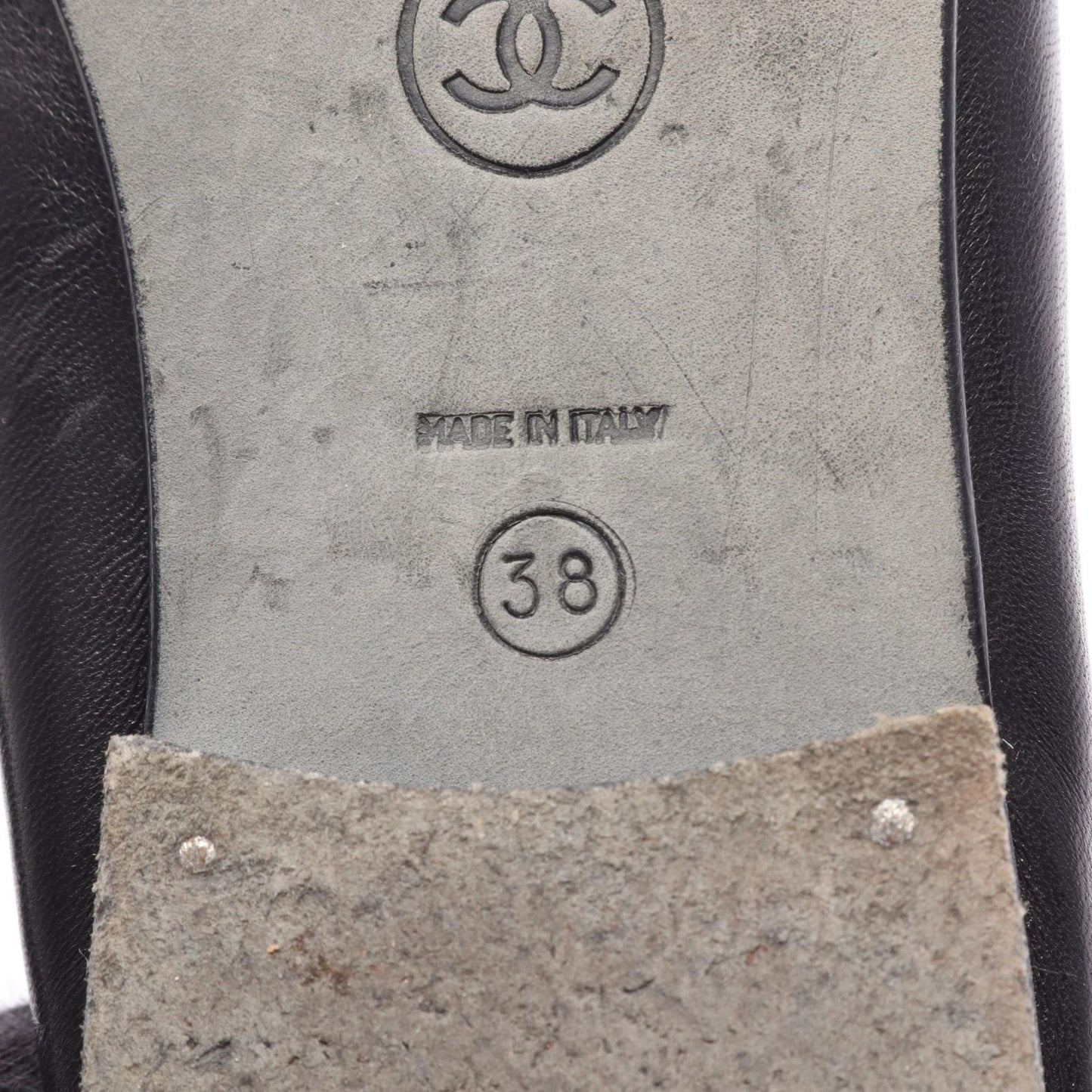 Chanel Pumps CC Logo BK Leather Ballet Shoes — view 6