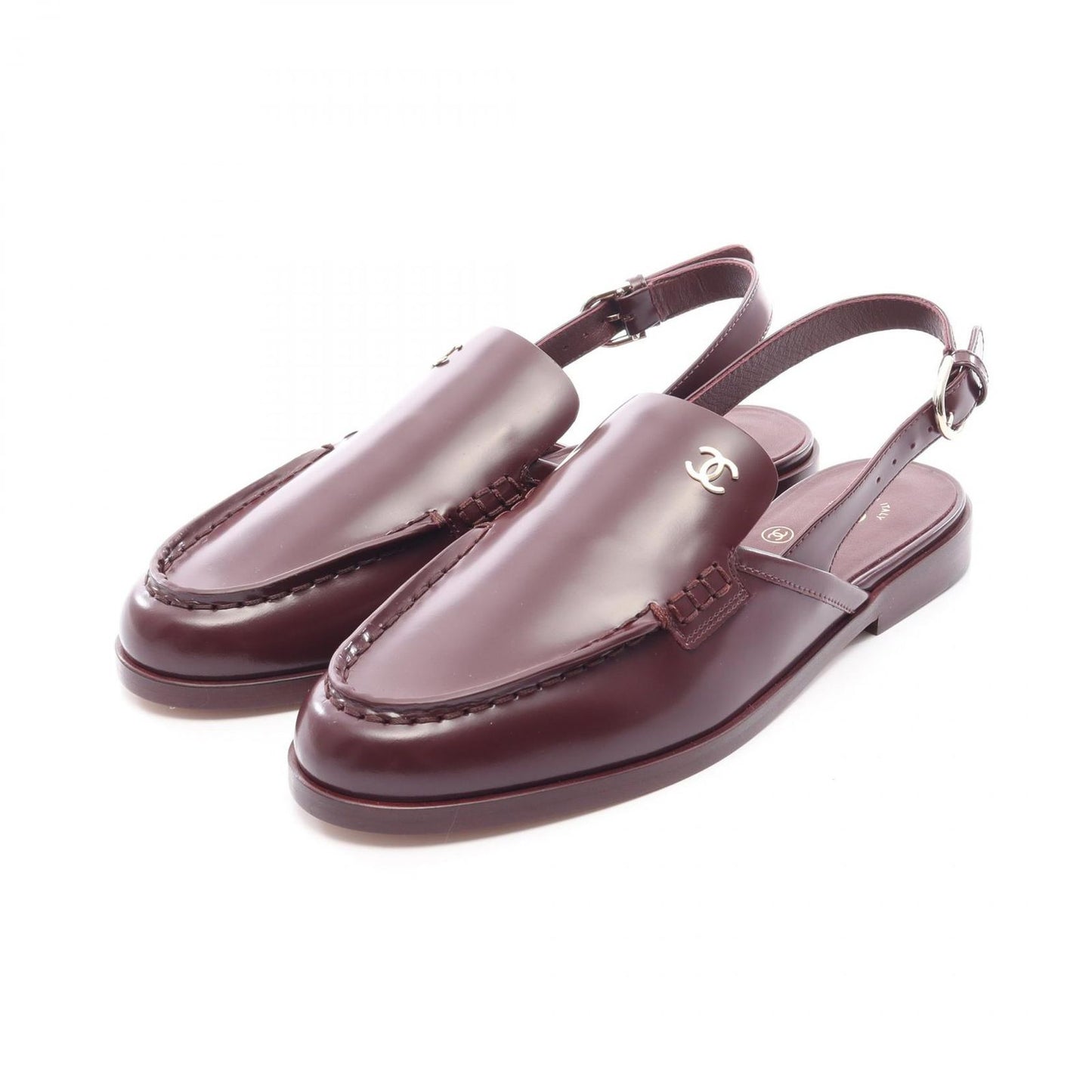 Chanel Sandals CC Logo Sling Back Loafers Leather