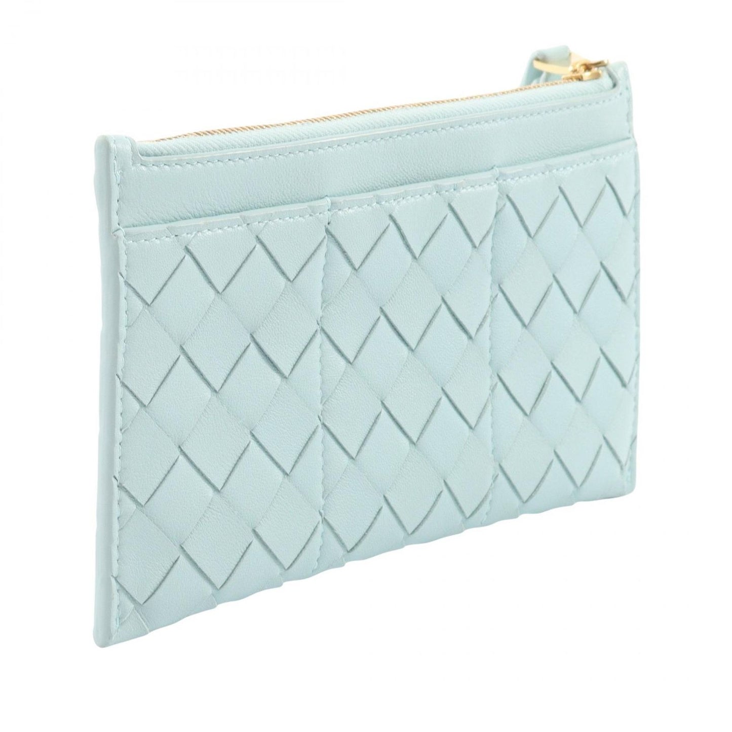 Bottega Veneta Pouch Intrecciato with Hand Strap Light Blue Leather — view 2
