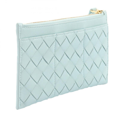 Bottega Veneta Pouch Intrecciato with Hand Strap Light Blue Leather — view 2